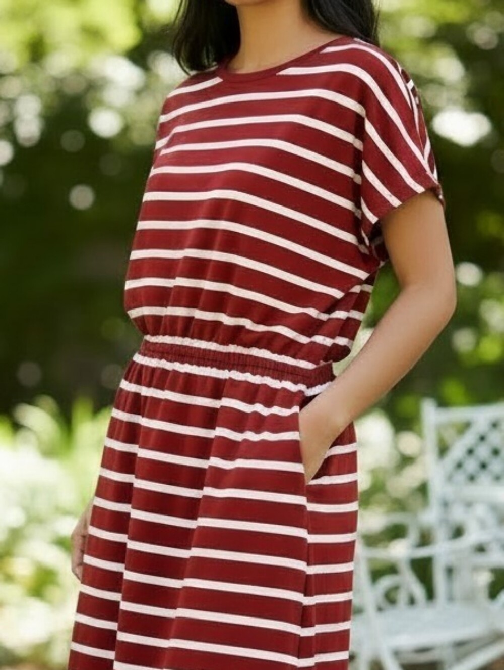 Banana Republic short-sleeve red and white striped t-shirt dress